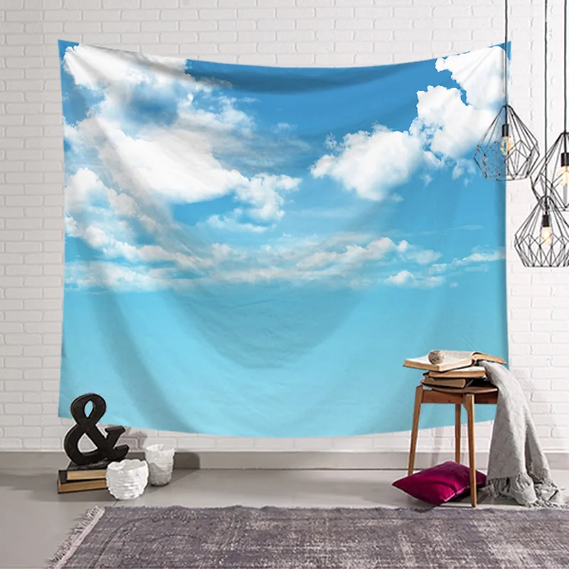 

Blue Sky and White Cloud Simple Wind Tapestry Wall Decoration Tablecloth Live Shooting Background Cloth Bedroom Wall Tapestry