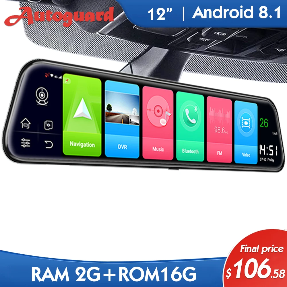 10 Inch 4g Car Rearview Mirror Android 8.1 Fhd Car Dvr Mirror Wifi Gps