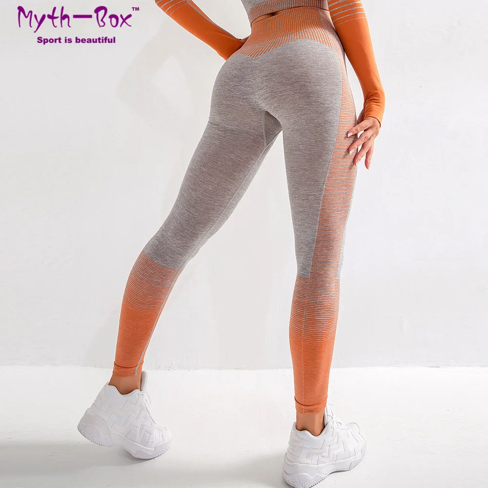 Leggings Sports Women High Waist Yoga Pant Gradient Running Trousers Quick Dry Gym Fitness Tights Elastic Jogging Leggins Female