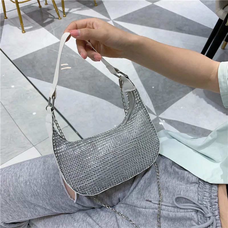 Women Luxury Shoulder Bags Diamond Hobo-bag Female Clutch Design Brand Handbag Leather PU Shiny Messenger Bag Evening Bag