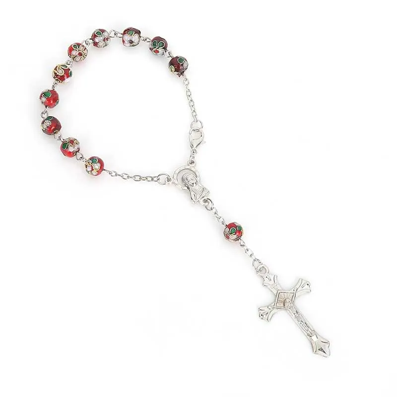 Catholic Luxury Rosary Multicolor Cloisonne Enamel Cross Bracelet. | Украшения и аксессуары