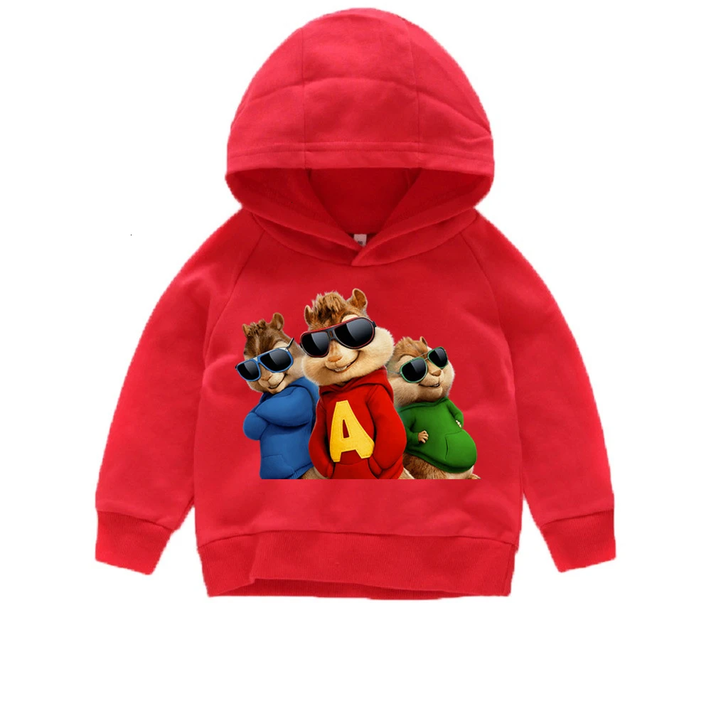 Зимняя толстовка с капюшоном и принтом «Alvin And The Chipmunks», забавные детские топы с круглым вырезом для мальчиков и девочек, детские топы с героями мультфильмов - Цвет: as picture