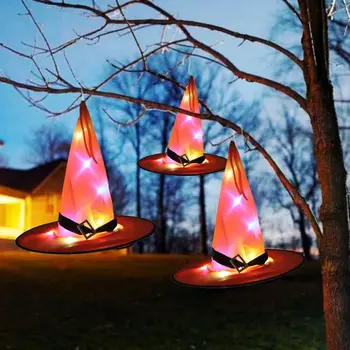 

Halloween Glowing Witches Hat Witch Hat with LED Light Halloween Hanging Decor Children Adult Party Prom Dress Up Costume Props