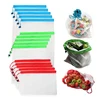 12pcs/lot Reusable Mesh Produce Bags Washable Eco Friendly Bags for Grocery Shopping Storage Fruit Vegetable Toys Sundries Bag 1