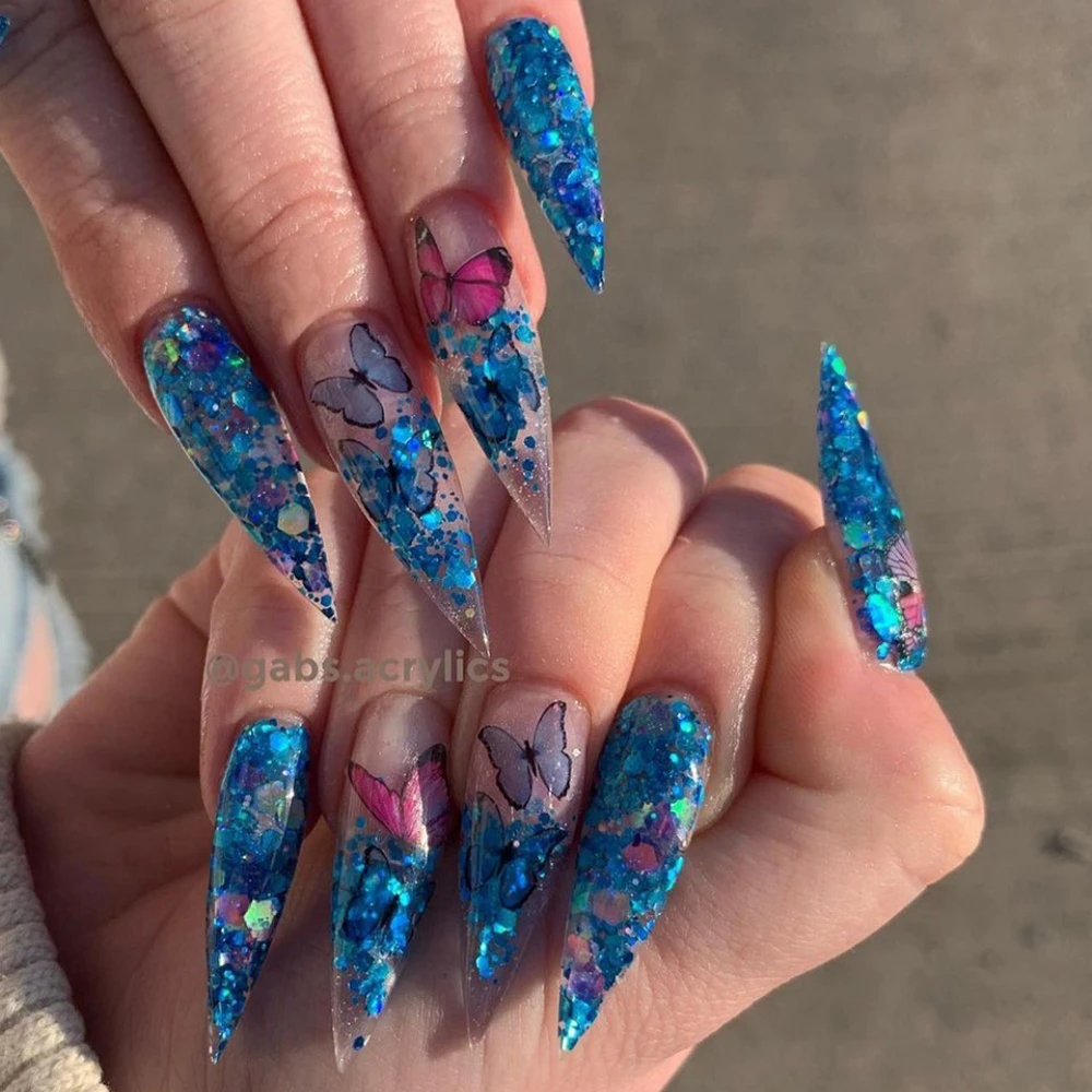 Puntas de uñas postizas de Stiletto, uñas acrílicas largas de Gel XXL,  transparentes y naturales, de media cubierta, 600 piezas|Uñas postizas| -  AliExpress