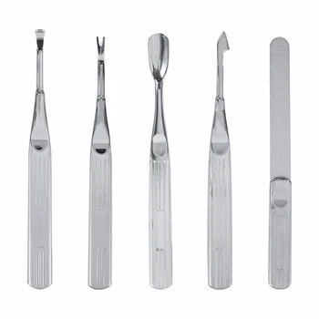 

5PCS Stainless Steel Remover Professional Manicure Pedicure Tool Set Foot File Cuticle Spoon Pusher Dead Skin Fork Callus Rasp