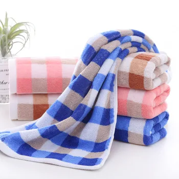 

Cotton Print Lattice Face Towel Water Absorbent Quick Drying Towel Washcloth Home Solid Bath Towel