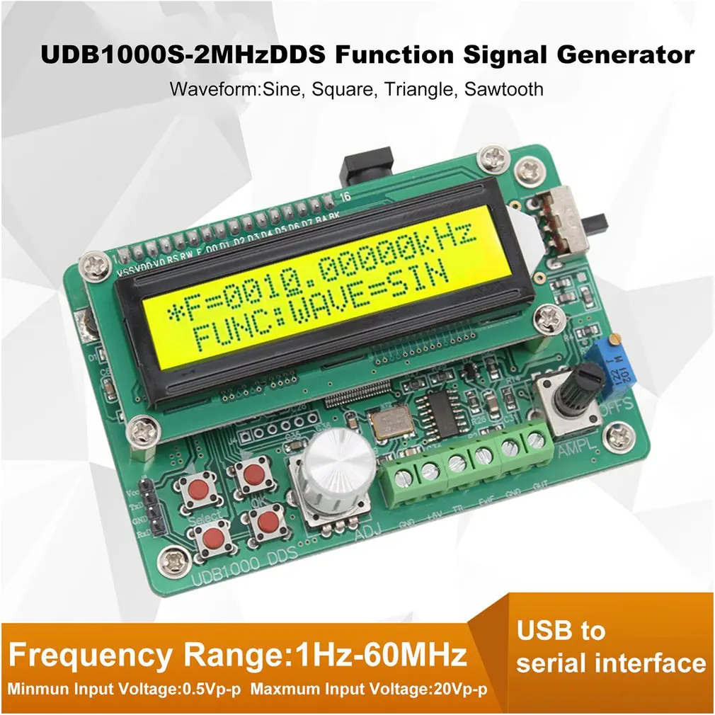 UDB1002S UDB1000 Серия DDS функция источник сигнала модуль генератор сигналов с 60 МГц Частотомер счетчик развертки