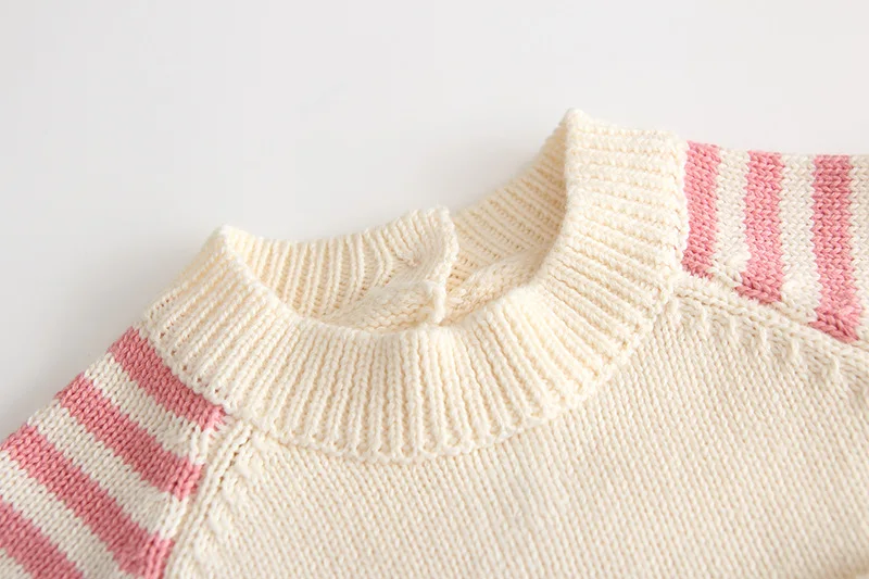 Вязаный свитер для малышей; вязаные комбинезоны в полоску; Одежда для новорожденных; сезон осень; милые комбинезоны в западном стиле ярких