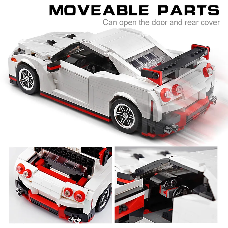 Креативная серия Moc Technic Ниссан GTR R35 скорость хром, Ванадий Набор автомобилей строительные блоки кирпичи модель игрушки 20518