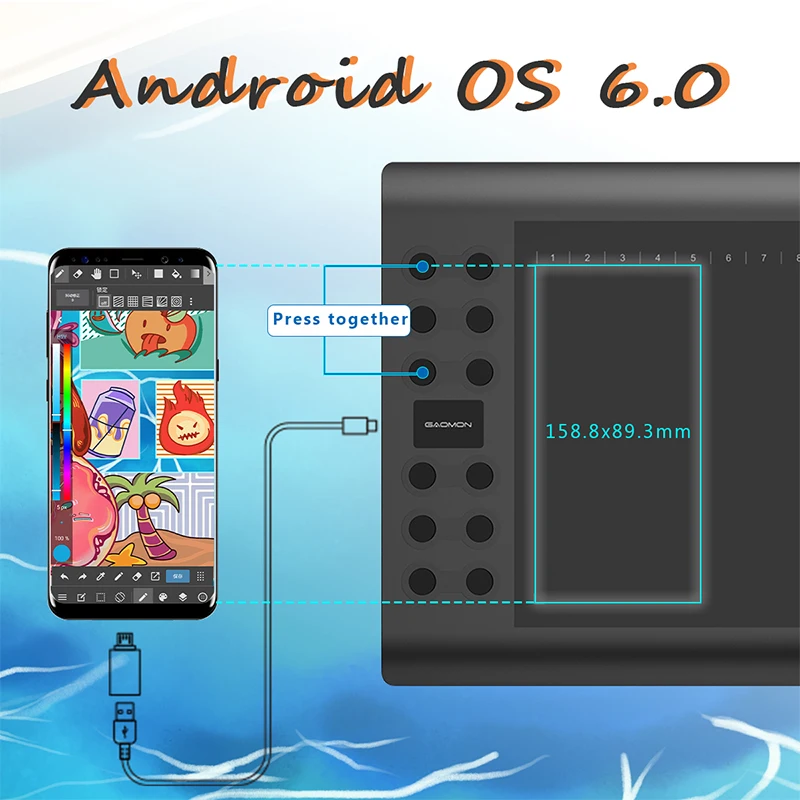 Графический планшет GAOMON M106K PRO 10 дюймов 8192 уровней пассивная ручка 12 клавиш