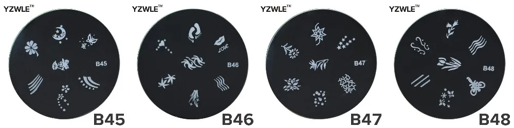 1 Sheet Stamping Nail Art Image Plate, 5.6cm Stainless Steel Template Polish Manicure Stencil Tools(YZWLE-04