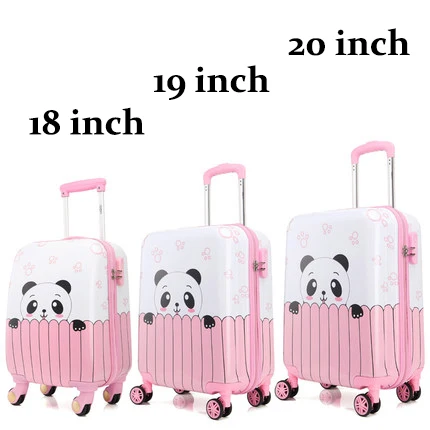 1PCS7 1" 19" 2" дюймов, чемодан, розовая панда, чемодан на колёсиках, вращающиеся колеса, детский Дорожный чемодан на колесиках, милая детская сумочка, подарок для девочек - Цвет: 1PCS7