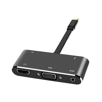 

Type-C HUB 5-In-1 Splitter Type-C to HDMI+VGA+USB3.0+o HUB Docking Station USB-C Hub