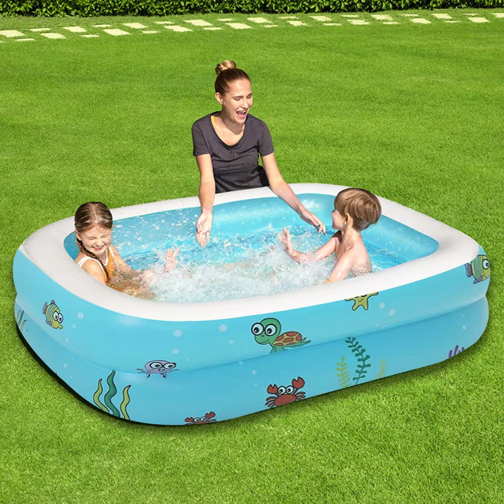 Inflatable Swimming Pool & Inflator Family Paddling Pools Outdoor Garden Bathtub 