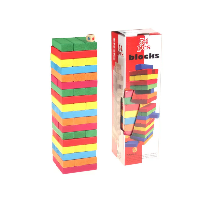 

Wood System Casual Educational Bricks Pro Color 54 Grain Stack-up Large Size Building Blocks Creative Jenga Tabletop Toys