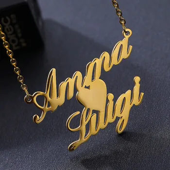 

Name Necklaces Gold Stainless Steel Personalized Nameplate Custom Name With Heart Necklace Friendship Gifts Jewelry Statement