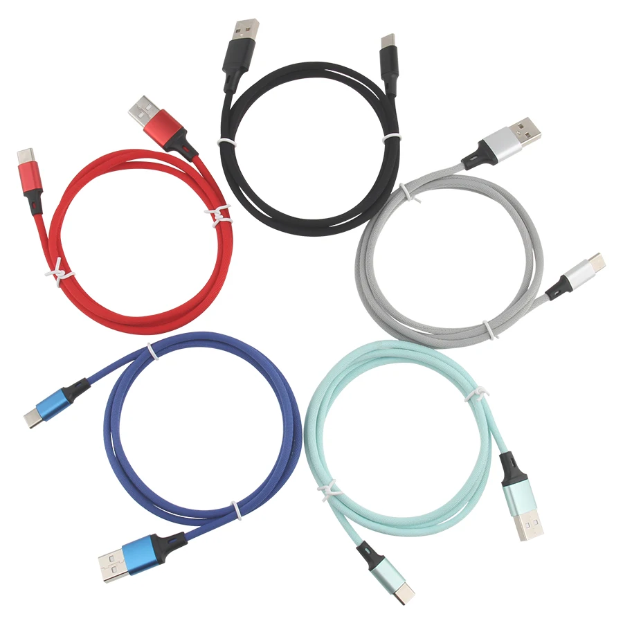 US $445.53 Micro USB Cable USB C Charge Cable for IPhone 8 Xiaomi Huawei Charger Pure Color Cloth Fast Charging USB Type C Cord 500pcslot