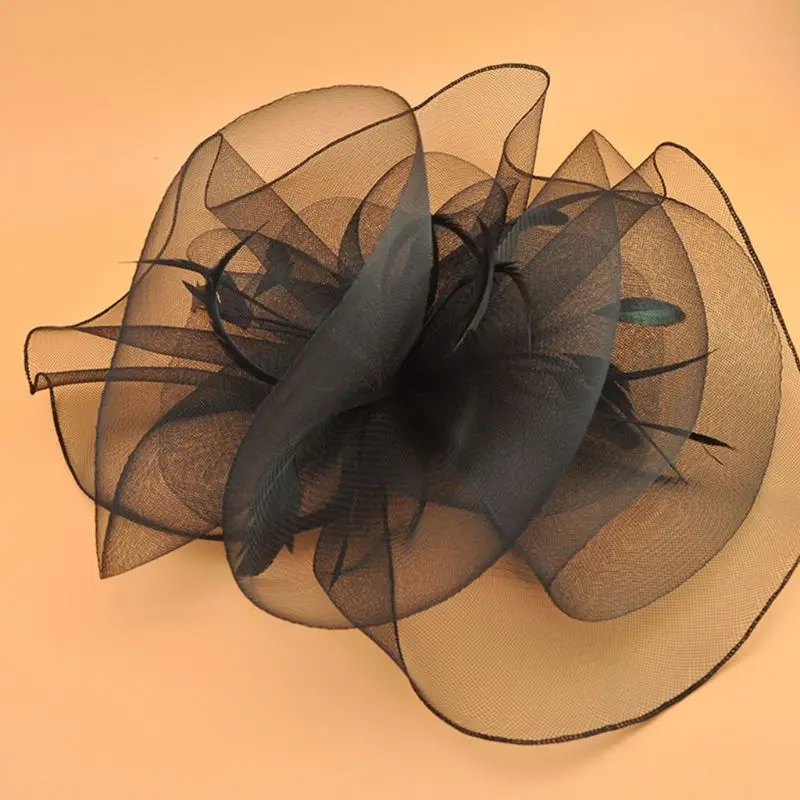Women Fascinator Hat Bridal Flower Vintage Mesh Feathers Party Banquet Wedding