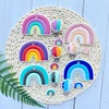 3PCS/lot Baby Rainbow Silicone Teether Bead Pacifier Clip Food Grade Silicone Kids DIY Handmade Toys  Accessories Newborn 1