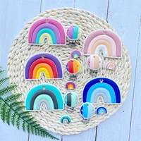 3PCS/lot Baby Rainbow Silicone Teether Bead Pacifier Clip Food Grade Silicone Kids DIY Handmade Toys  Accessories Newborn 1