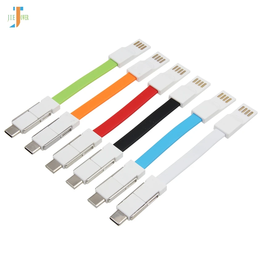 100 шт./лот 3 в 1 USB кабель плоский провод с кольцом для ключей для IPhone XS Быстрый зарядный кабель для huawei P30 Micro usb type C зарядный шнур