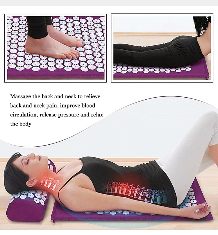 Acupressure Mat with Pillow Fitness Cushion Yoga Mat Relieve Stress Back Body Pain Spike for Home Pad Mattress Massage Set