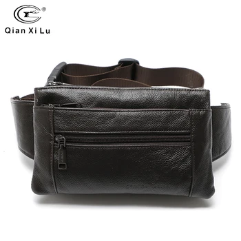 

Genuine Leather Waist Bag Men's Travel Fanny Chest Pack Cowhide Small Belt Phone Pouch Bag New Sling Pillow For Male Bags