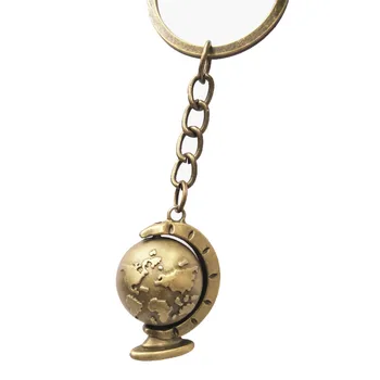 

2018 Charms Globe Long Chain Keychain Alloy Plated Mens Key Ring Vintage Style Earth Car Key Chain Jewelry For Friend
