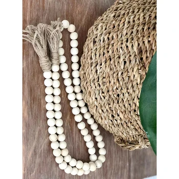 

Wood Bead Garland Rustic Chic Decor Living Room/Kids Room Wall Decorations Farmhouse Ornament Woven Exquisite Wall Hanging