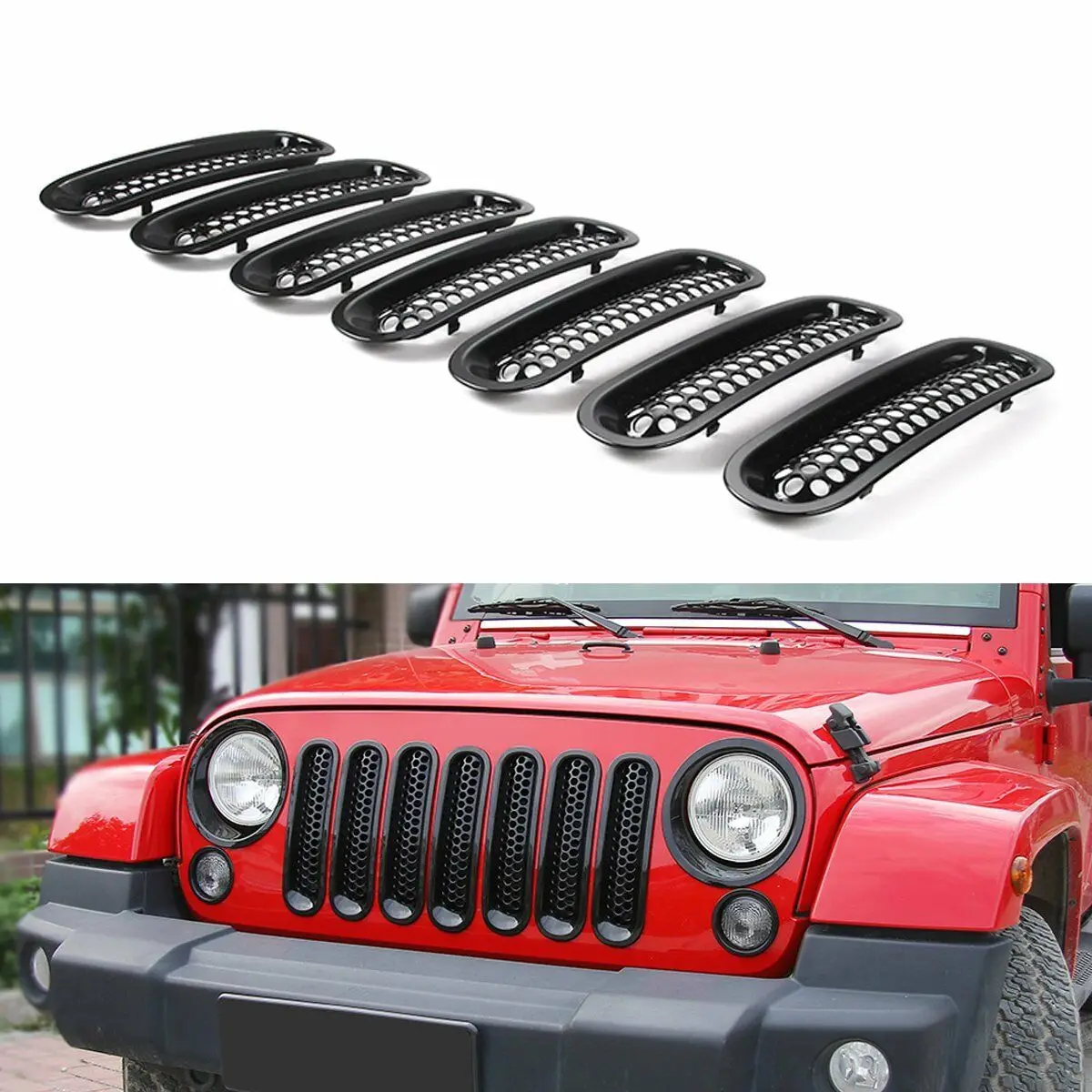 7 шт. клип в передней вставке сетки решетка крышка для+ для Jeep Wrangler JK unlimited