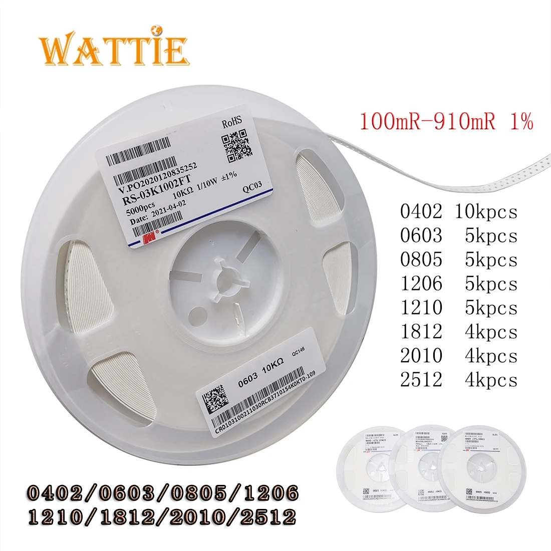 

1% 0402 0603 0805 1206 1210 1812 2010 2512 resistor 100mR 120mR 150mR 220mR 300mR 330mR 360mR 430mR 470mR 510mR 620mR 750mR 820m