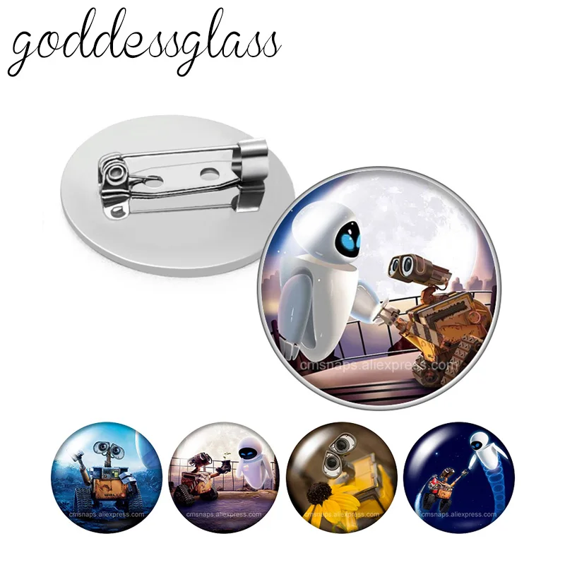 Disney Wall E Robot Eve Planet Photo Glass Cabochon Spilla Pinback Button Bag Vestiti Denim Jeans Spilla Distintivo Gioielli Regalo