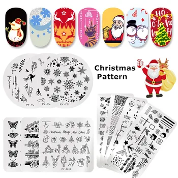

PICT YOU Christmas Plate Nail Stamping Plates Festival Snowflake Pattern Nail Art Image Plate Stainless Steel Stencil Tools