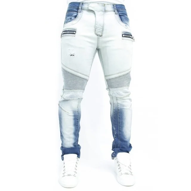 Men Jeans Drawstring High Waist 