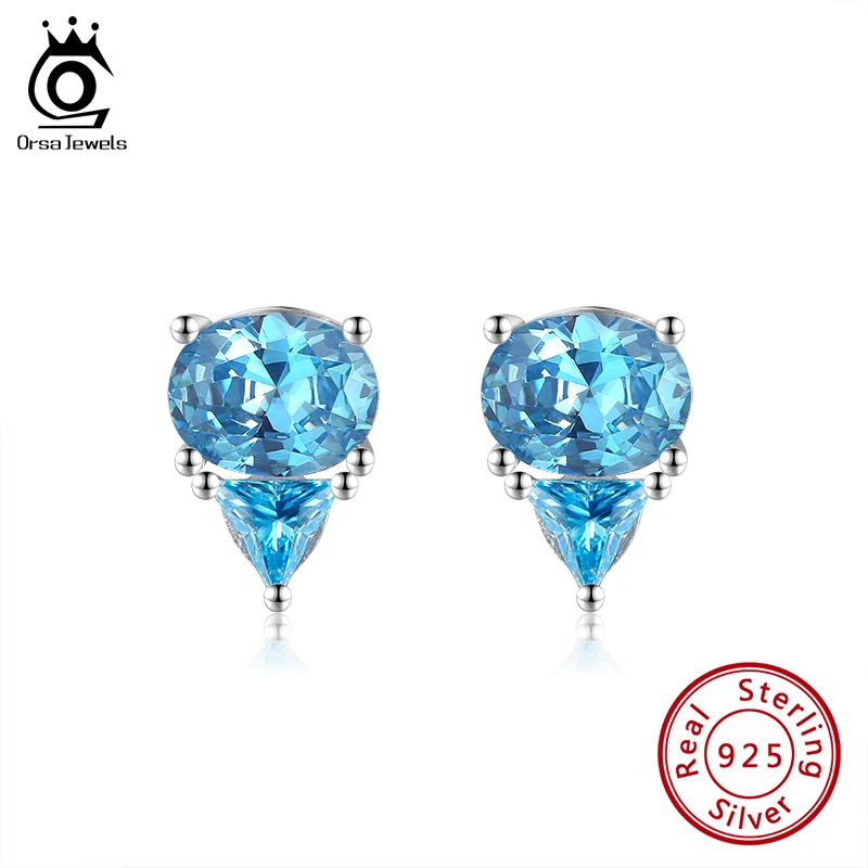 ORSA JEWELS 13 мм в форме капли воды аквамарин синий блестящие серьги гвоздики серебро