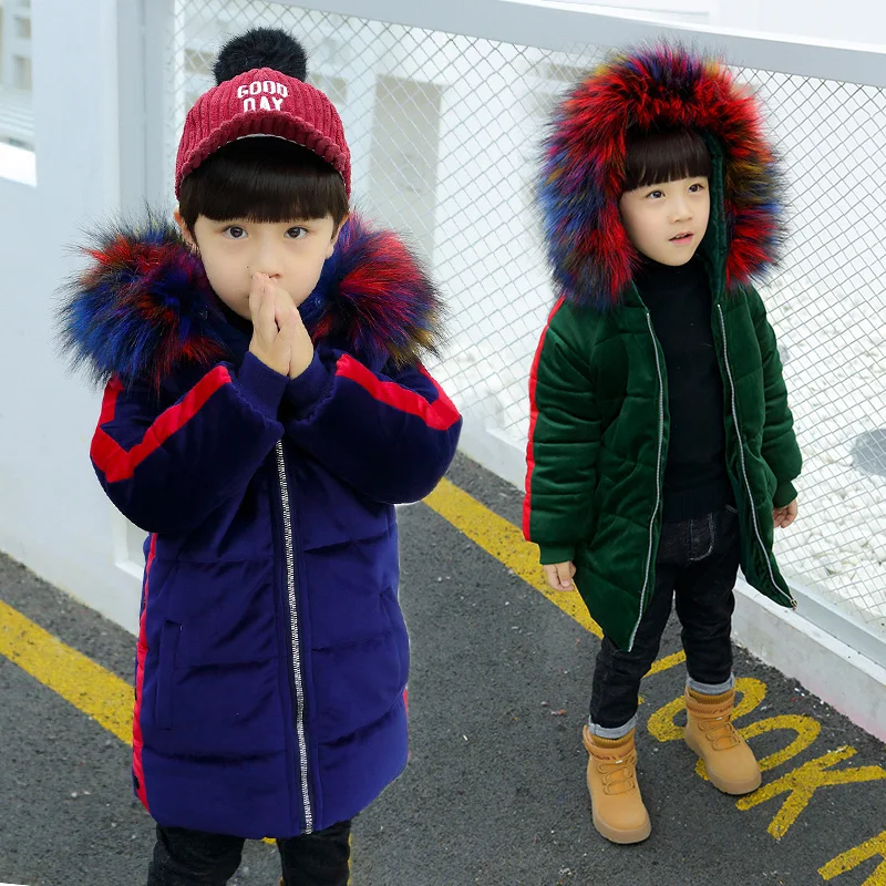 Boys cotton coat winter new baby boy fur collar cotton jacket