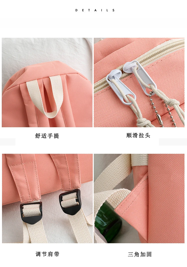 NEW 5 Piece Set backpacks fashion canvas kawaii female Korean Shoulder bag Casual College Students backpack School bag for girl