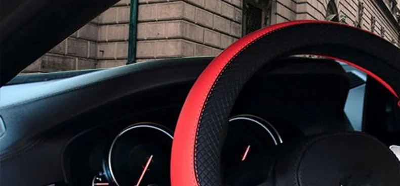 Универсальный чехол для рулевого колеса автомобиля дышащий Противоскользящий PU кожаный чехол для рулевого управления подходит 38 см авто украшение 9 цветов