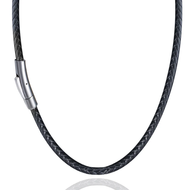 4/6/8mm Brown/Black Braided Leather Cord Rope Necklace Women Men Choker  16-36