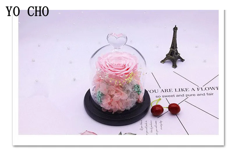 YO CHO Immortal Flower Rose Гортензия в стеклянной фляге вечная роза в стеклянном куполе подарок на день Святого Валентина Сохраненная Роза в стеклянном куполе