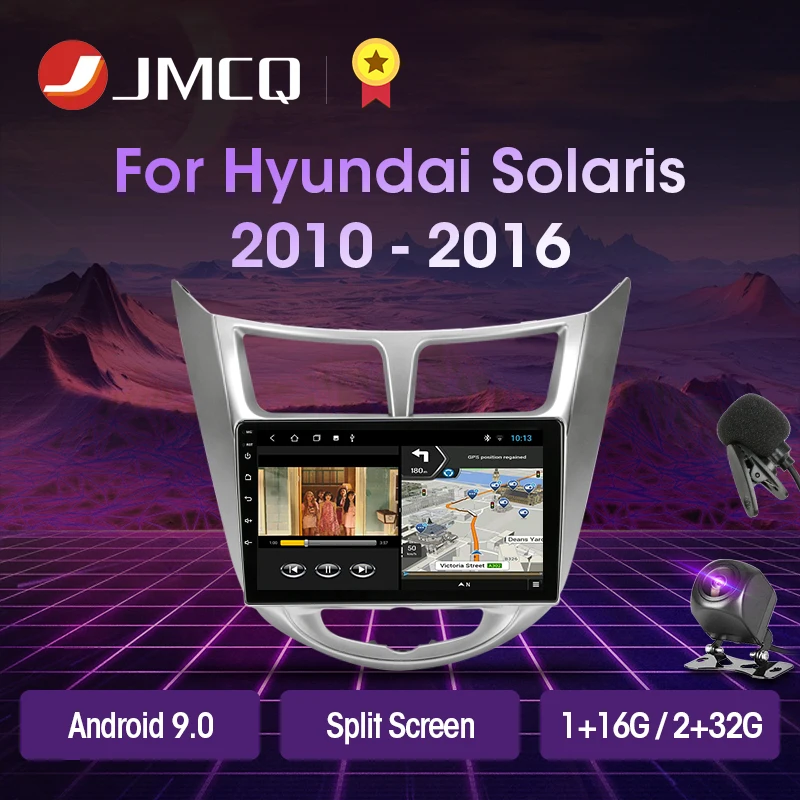

JMCQ Android 9.0 2+32G DSP Car Radio Multimidia Video Player Navigation GPS For Hyundai Solaris 1 2010-2016 2din Dvd Head Unit