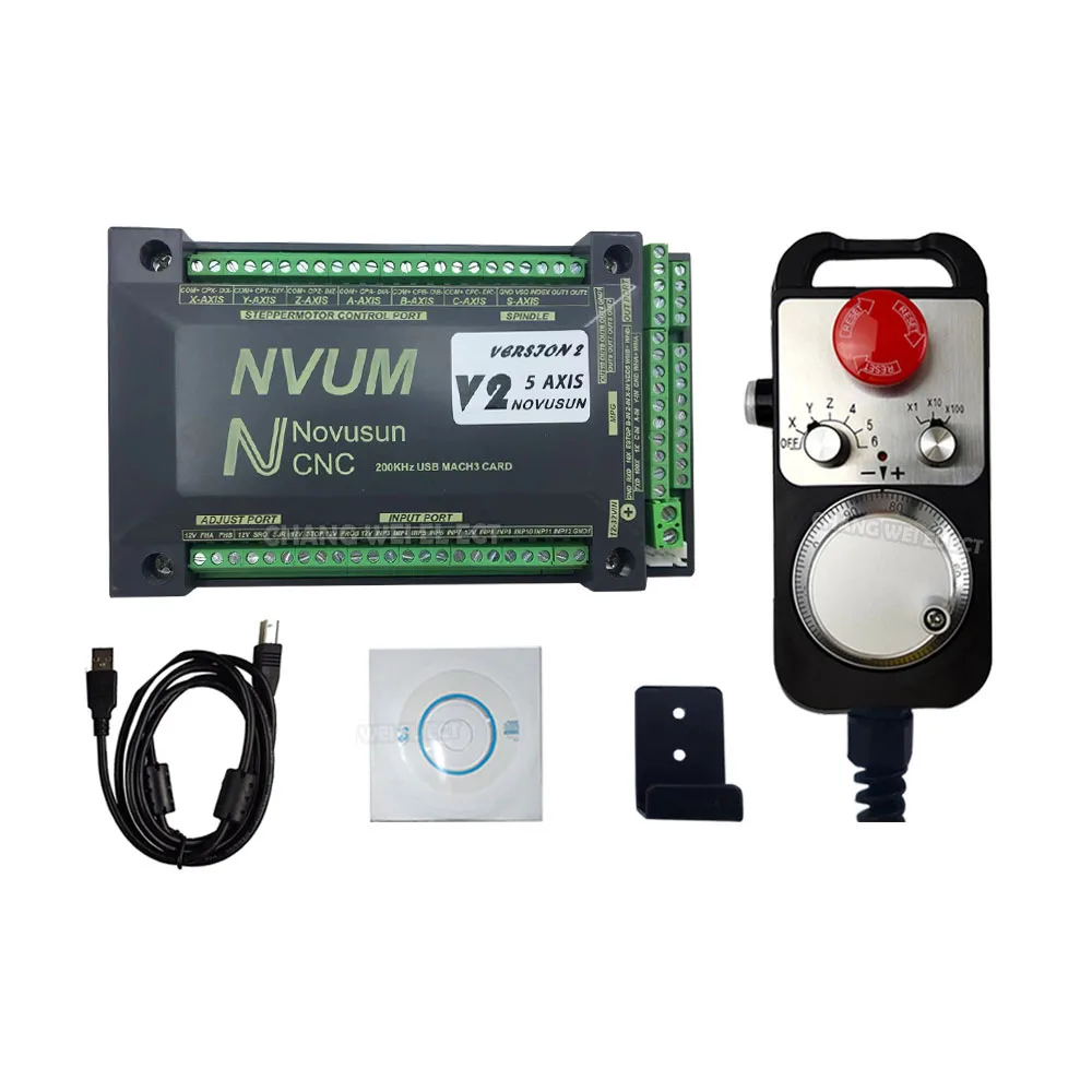 

Nvum Mach3-usb-карта управления 200 кГц 3-осевой/4-осевой/5-осевой/6-осевой ЧПУ датчик движения Аварийная остановка маховик Mpg75w24dc