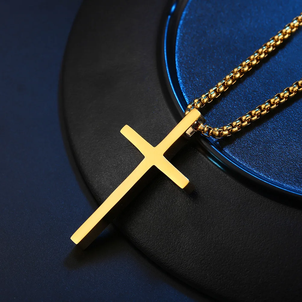 

Megin D Stainless Steel Titanium Vintage Simple Fashion God Cross Hip Hop Pendant Collar Chains Necklace for Men Women Jewelry