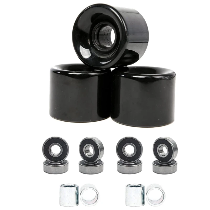 Pack of 4 60mm Skateboard Wheels + ABEC 9 Bearing Steel and Spacers Cruiser WheelsSkate Board