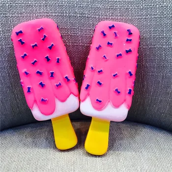 

Pet Dog Toy Chew Squeaky Rubber Pink Popsicle Shaped Toys for Cat Puppy Baby Dogs Ice Cream Bite Molar Toy Funny Interactive