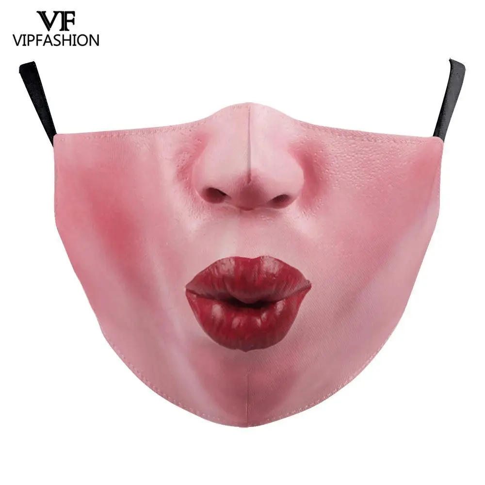 VIP FASHION Adult Kids Fashionable Cosplay Funny Face Mask Big mouth Pattern Washable Reusable masque mascarilla Dropshipping