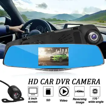 

5 inch Full HD 1080P Car Dvr Camera Auto Rearview Mirror Dash Camera Digital Video Recorder Dual Lens Registratory Camcorder