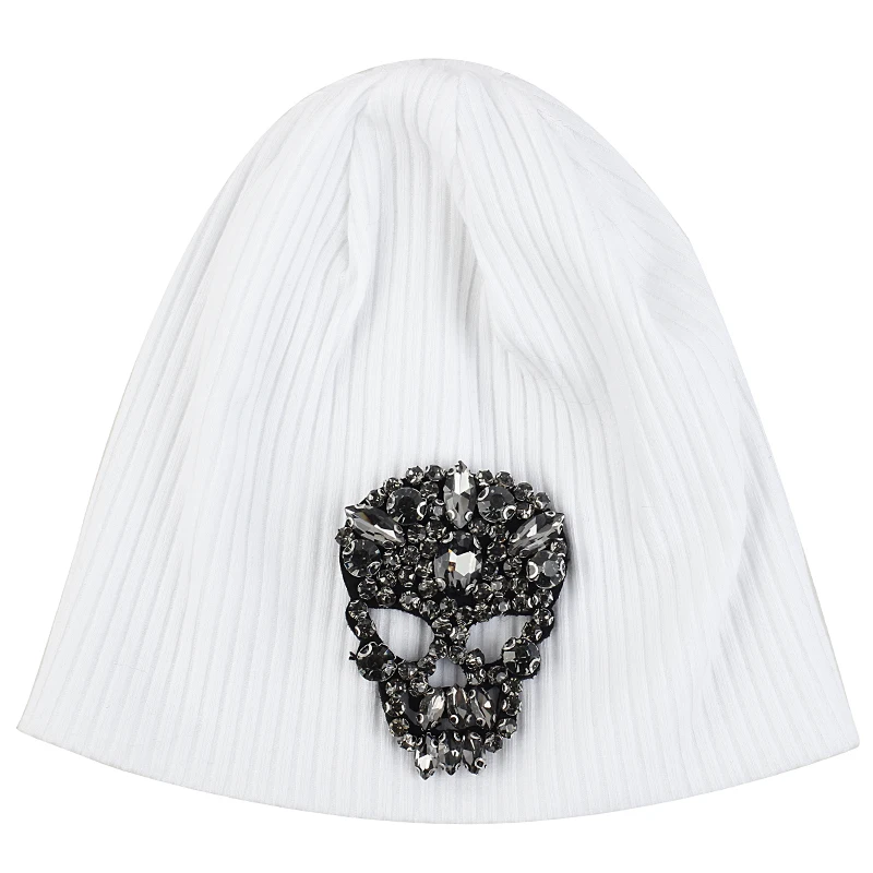 Charm Wood ребристые Beanie Шляпа Призрак череп голова пуловеры череп Кепки для ангела Детские Зимние утеплённые для возраста от 0 до 12 месяцев - Цвет: gray white