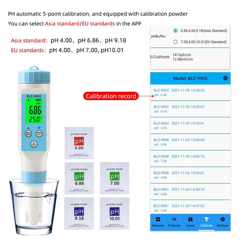 noisemeter Blue Tooth 5 in 1 PH EC TDS Salinity TEMP Meter Digital Water Quality Tester Smart Online Monitor APP Control for Aquariums Pool electronic tape measure